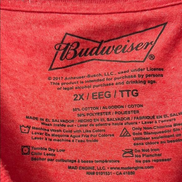 Budweiser Red Short Sleeve Tee Classic Design - Picture 2 of 4